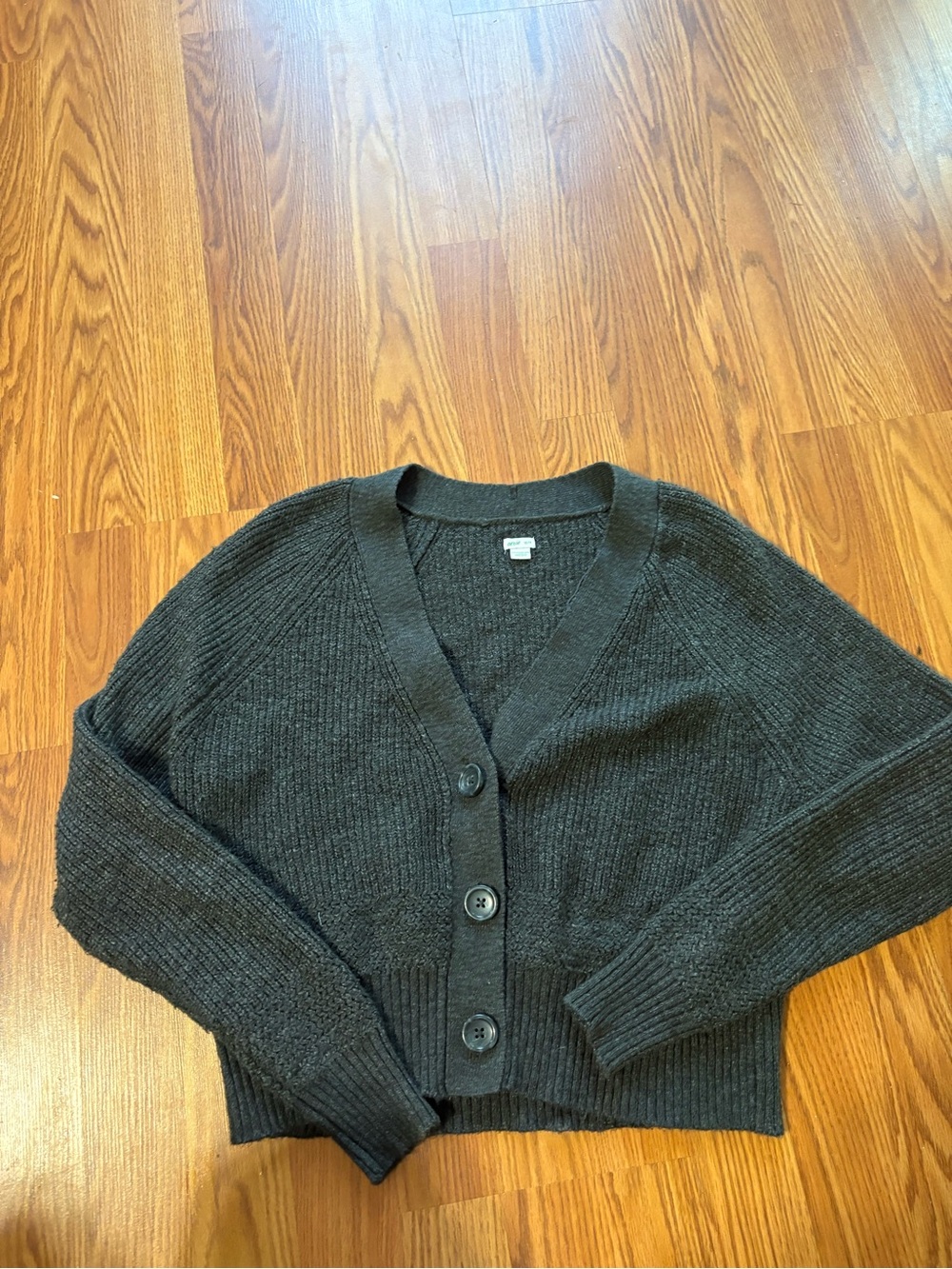 aerie Charcoal Gray V-Neck Button Cardigan
